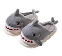 YILANLAN Tier Hausschuhe für Damen Hai-Hausschuhe Weiches warmes Plüsch Winter Home Baumwoll pantoffeln (Grey, Erwachsene, Damen, 40, Numerisch (von U Schuhgrößensystem, 41, M)