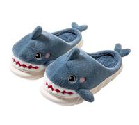 YILANLAN Tier Hausschuhe für Damen Hai-Hausschuhe Weiches warmes Plüsch Winter Home Baumwoll pantoffeln (Blue, Erwachsene, Damen, 36, Numerisch (von U Schuhgrößensystem, 37, M)