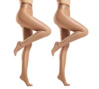 Yilanmy 2Paare Glänzende Strumpfhosen Damen 72D Nylon Strumpfhosen Für Damen Ölig Glanz Hohe Taille Glossy Tanzstrumpfhose Damen(M