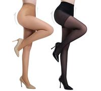 Yilanmy Bauchweg Strumpfhosen für Damen 40 DEN Transparente Shaping Strumpfhose Figurformende Stützstrumpfhose Bauch-Beine-Po Feinstrumpfhose (1 Paar Schwarz+1 Paar Hautfarbe, S)