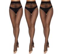 Yilanmy Damen Strumpfhose Ohne Zehen 10D Toeless Strumpfhosen Ultra Transparent Zehenfreie Feinstrumpfhose für Offene Schuhe 3 Paar