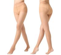 Yilanmy Damen Strumpfhosen Seiden 10 DEN Transparent Reißfest NylonStrumpfhosen Rutschfester Innensohle Strumpfhosen Schwarz Hautfarben Feinstrumpfhose 2 Paar (Hautfarbe*2, S-M)