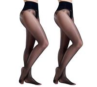 Yilanmy Glänzende Strumpfhosen Damen 20 Den Nahtlose Strumpfhosen Ohne Naht Trasparente Ölige Glanz Feinstrumpfhose (Schwarz*2, XL)