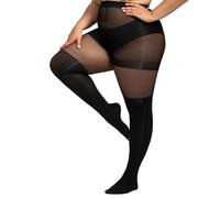 Yilanmy Overknee Strumpfhose Damen Große Größen Schwarz Blickdichte Curvy Strumpfhosen mit Overknees Strümpfe Optik 15-60DEN (Schwarz,3XL-4XL)