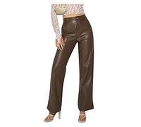YILIN Damen Lederimitat Kunstleder Hose Damen Lederhose PU Legging Stretch Damen Leder Hose Imitat Damen Kunstlederhose Bleistifthose Lederhose Schwarz Lederhose (Color : Brown, Size : L)