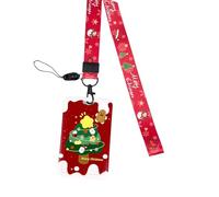 Yilingjc Schlüsselband für Weihnachten, mit Kartenhalter, Umhängeband, Weihnachtsbaum, Schneemann, Abzeichen, Schlüsselband für Krankenschwestern, Lehrer, Studenten
