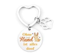 Yilousy Geschenk für Hundebesitzer Schlüsselanhänger Hund Geschenk Hundebesitzer Frau Mann Ohne Hund ist alles doof