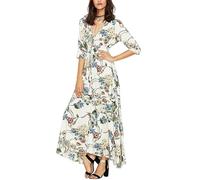 YIMAISZQ Bohemian Kleid Persischer Langer Kleid Langer Rock-weißer Mittelarm-XXL