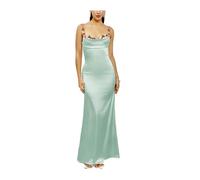 YIMAISZQ Kleid Damen Blumen Ärmellos Satin Langes Rückenlos Krawatte Up Ruched Bodycon Party Club Maxi Kleider Sommer Schwarz Rosa-sage-l