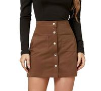 YIMAISZQ Langer Rock Damen Damen-Cord-Button-down-mini-kurzrock, Hohe Taille, A-Linie, Wickelröcke Mit Taschen-braun-s