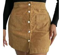 YIMAISZQ Langer Rock Damen Damen-Cord-Button-down-mini-kurzrock, Hohe Taille, A-Linie, Wickelröcke Mit Taschen-gelb-s