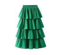 YIMAISZQ Langer Rock Damen Frauenkleidung Schwarze Frau Röcke Pilzkante Faltenrock Für Frauen Im Sommer Mittelgroßer Kuchenrock-röcke-eine Größe