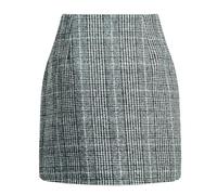 YIMAISZQ Langer Rock Damen Karierter Minirock Für Damen, Herbst Winter, Figurbetonter Bleistiftrock Mit Hoher Taille-dunkelgrau-s