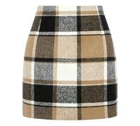 YIMAISZQ Langer Rock Damen Karierter Minirock Für Damen, Herbst Winter, Figurbetonter Bleistiftrock Mit Hoher Taille-Kaffee-XXL