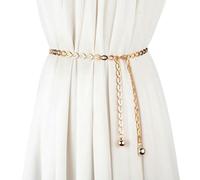 YIMAIWLX gürtel Damen Frauen Modegürtel Retro Silber Geschnitzte Hohlkettengürtel Für Frauen Elegant Runde Metall Frauengürtel-Gold