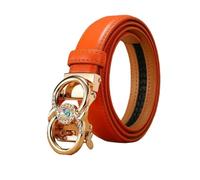 YIMAIWLX Gürtel Frauengürtel C – Luxus Kuhleder, automatische Schnalle, Orange 100 cm