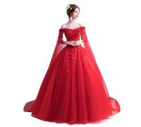 YIMAIWLX Kleider Frauen Spitze Applizierte Mutter Der Brautkleider 3 4 Ärmeln Röhrchen Oberhalb Formaler Abendkleid-rot-l