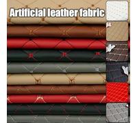 Yimihua Leder Stoff,Kunstleder Meterware Bezugsstoff Polsterstoff Lederoptik Kunstleder gesteppt kaschiert für Handwerk DIY nähen 1,4m breit (Size:4M,Color:Schwarz Rot)