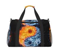Yin Yang Reisetasche mit Feuer-Wasser-Motiv, Reisetasche, Reisetasche, Sporttasche, für Damen und Herren, Schwarz , Einheitsgröße