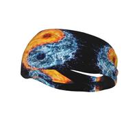 Yin-Yang-Stirnband mit Feuer-Wasser-Druck, Sport, Laufen, für Herren und Damen, Workout, Schweißbänder, Stirnbänder für Yoga, Fitnessstudio, Camping