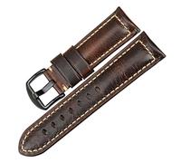 YINGO Handgefertigtes Uhrenarmband, 20 Mm, 22 Mm, 24 Mm, Mit Schwarzer Schnalle, Vintage-Uhrenarmband Aus Ölwachs-Leder, Kompatibel Mit Fossil-Uhrenarmband(Dark Brown B,19mm)