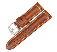 YINGO Handgefertigtes Uhrenarmband, 20 Mm, 22 Mm, 24 Mm, Mit Schwarzer Schnalle, Vintage-Uhrenarmband Aus Ölwachs-Leder, Kompatibel Mit Fossil-Uhrenarmband(Light Brown S,26mm)