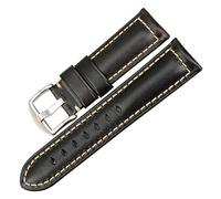 YINGO Handgefertigtes Uhrenarmband, 20 Mm, 22 Mm, 24 Mm, Mit Schwarzer Schnalle, Vintage-Uhrenarmband Aus Ölwachs-Leder, Kompatibel Mit Fossil-Uhrenarmband(Black S,19mm)