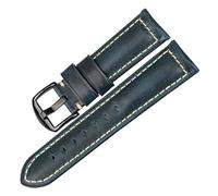 YINGO Handgefertigtes Uhrenarmband, 20 Mm, 22 Mm, 24 Mm, Mit Schwarzer Schnalle, Vintage-Uhrenarmband Aus Ölwachs-Leder, Kompatibel Mit Fossil-Uhrenarmband(Blue B,22mm)