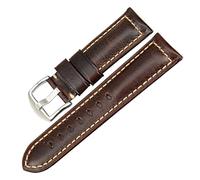 YINGO Handgefertigtes Uhrenarmband, 20 Mm, 22 Mm, 24 Mm, Mit Schwarzer Schnalle, Vintage-Uhrenarmband Aus Ölwachs-Leder, Kompatibel Mit Fossil-Uhrenarmband(Dark Brown S,24mm)