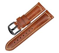 YINGO Handgefertigtes Uhrenarmband, 20 Mm, 22 Mm, 24 Mm, Mit Schwarzer Schnalle, Vintage-Uhrenarmband Aus Ölwachs-Leder, Kompatibel Mit Fossil-Uhrenarmband(Light Brown B,24mm)