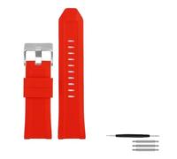 YINGO Hochwertiger Silikon-Gummi-Uhr-Band-Band, geeignet mit Diesel DZ4318 / 4323/4283/7315/4427 Männer wasserdicht weicher großer Riemen 24mm26mm(B Red silver clasp,24mm)