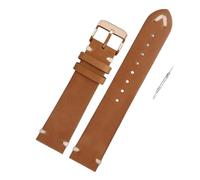 YINGO Uhrenkörper Kompatibel mit ORIS 65 Replik Leder Uhrenband Tauchserie Kupferring Bronze Krone Retro Uhrenarmband Pin Schnalle 20(Brown-rose gold,20mm)