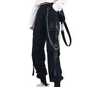 YINGWIN Cargohose Damen mit Hosenkette | Goth Punk Y2k Techwear Baggy Hose High-Waist Cargo Hosen Festival Jogginghose Streetwear Gothic Kleidung Damen