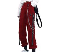 YINGWIN Cargohose Damen mit Hosenkette | Goth Punk Y2k Techwear Baggy Hose High-Waist Cargo Hosen Festival Jogginghose Streetwear Gothic Kleidung Damen