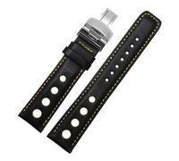 yingyingjia 20 Mm Echtleder-Uhrenarmband Der Racing Sport Serie, Ersatzarmband Kompatibel Mit Tissot T91 1853PRS516 Herrenarmband(Black yellow-silver)