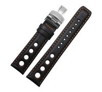 yingyingjia 20 Mm Echtlederarmband, Kompatibel Mit Tissot Sports Racing Series PRS516 T91 1853 Herrenarmband(Black-orange,Silver buckle)
