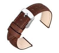 yingyingjia Crazy Horse Leder Uhrenarmbänder Vintage Uhrenarmbänder 18mm 19mm 20mm 21mm 22mm For Männer Frauen Schnellverschluss Ersatz(Caramel-Silver,21mm)