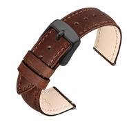 yingyingjia Crazy Horse Leder Uhrenarmbänder Vintage Uhrenarmbänder 18mm 19mm 20mm 21mm 22mm For Männer Frauen Schnellverschluss Ersatz(Caramel-Black,18mm)