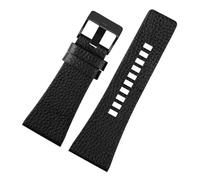 yingyingjia Echtes Lederarmband, Kompatibel Mit Diesel Dz7396 Dz1206 Dz1399 Dz1405, Wasserdichtes Rindslederarmband, 22/24/26/28 Mm(Black-black-A,32mm)