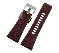 yingyingjia Echtes Lederarmband, Kompatibel Mit Diesel Dz7396 Dz1206 Dz1399 Dz1405, Wasserdichtes Rindslederarmband, 22/24/26/28 Mm(Brown-silver-A,22mm)