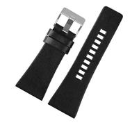 yingyingjia Echtes Lederarmband, Kompatibel Mit Diesel Dz7396 Dz1206 Dz1399 Dz1405, Wasserdichtes Rindslederarmband, 22/24/26/28 Mm(Black-silver-B,24mm)