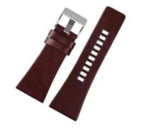 yingyingjia Echtes Lederarmband, Kompatibel Mit Diesel Dz7396 Dz1206 Dz1399 Dz1405, Wasserdichtes Rindslederarmband, 22/24/26/28 Mm(Brown-silver-B,28mm)