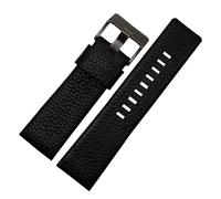 yingyingjia Echtleder-Uhrenarmband 22 24 Mm 26 27 28 30 Litschi-Maserungsband, Kompatibel Mit Diesel-Uhrenarmband DZ7256 DZ4344 DZ1657 DZ1206 Armband(Black black buckle,32mm)