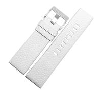 yingyingjia Echtleder-Uhrenarmband 22 24 Mm 26 27 28 30 Litschi-Maserungsband, Kompatibel Mit Diesel-Uhrenarmband DZ7256 DZ4344 DZ1657 DZ1206 Armband(White silver buckle,26mm)
