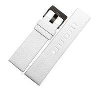 yingyingjia Echtleder-Uhrenarmband 22 24 Mm 26 27 28 30 Litschi-Maserungsband, Kompatibel Mit Diesel-Uhrenarmband DZ7256 DZ4344 DZ1657 DZ1206 Armband(White black buckle,24mm)