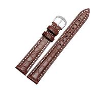yingyingjia Krokodil-Armband Echtes Lederarmband 12 Mm 13 Mm 14 Mm 15 Mm 16 Mm Kleines Damen-Uhrenarmband(Brown white line,16mm rosegold buckle)