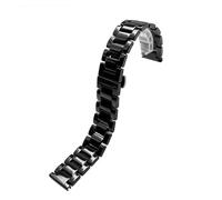 YingYou Uhrenarmband Aus Keramik Und Stahl For Herren, Schwarz, Weiß, Uhrenkette Aus Edelstahl For Damen, Kompatibel Mit Tissot, Kompatibel Mit Armani, 12 13 14 15 16 17 18 20 22 Mm(Pure black,18mm)