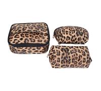 Yinhing 3-teiliges Make-up-Kosmetik-Aufbewahrungstaschen-Set, Hochwertiges PU-Leder, Kulturbeutel mit Reißverschluss für Reisen, Stilvoll für Make-up-Zubehör und Toilettenartikel