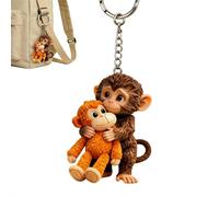 Yiokii Protect Punch The Monkey Schlüsselanhänger, niedlicher 3D-Affe, der Plüschtier hält, Schlüsselanhänger, Dekoration, Geschenk für Rucksack, Geldbörse, Schlüssel, Auto