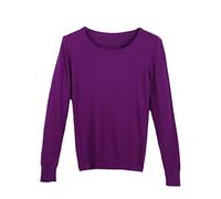 YIOLEAMP Damen-Strickpullover aus Wolle, schmaler Pullover, Frühling, Herbst, Winter, weicher Stretch-Strickpullover, Strickwaren, violett, L
